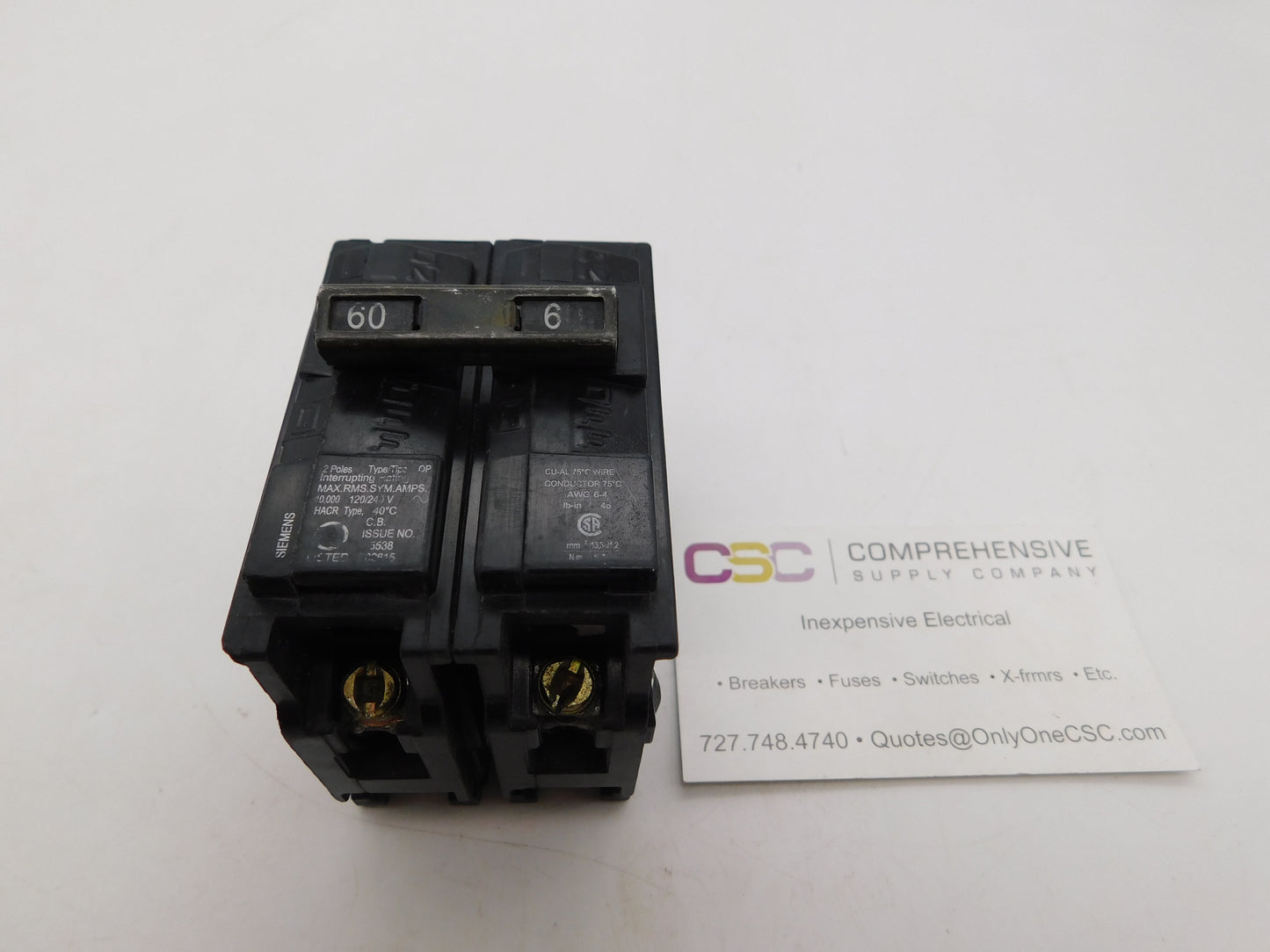 Q260 - Siemens 60A Amp 2P Pole 10kA@120/240V Plug On Circuit Breaker