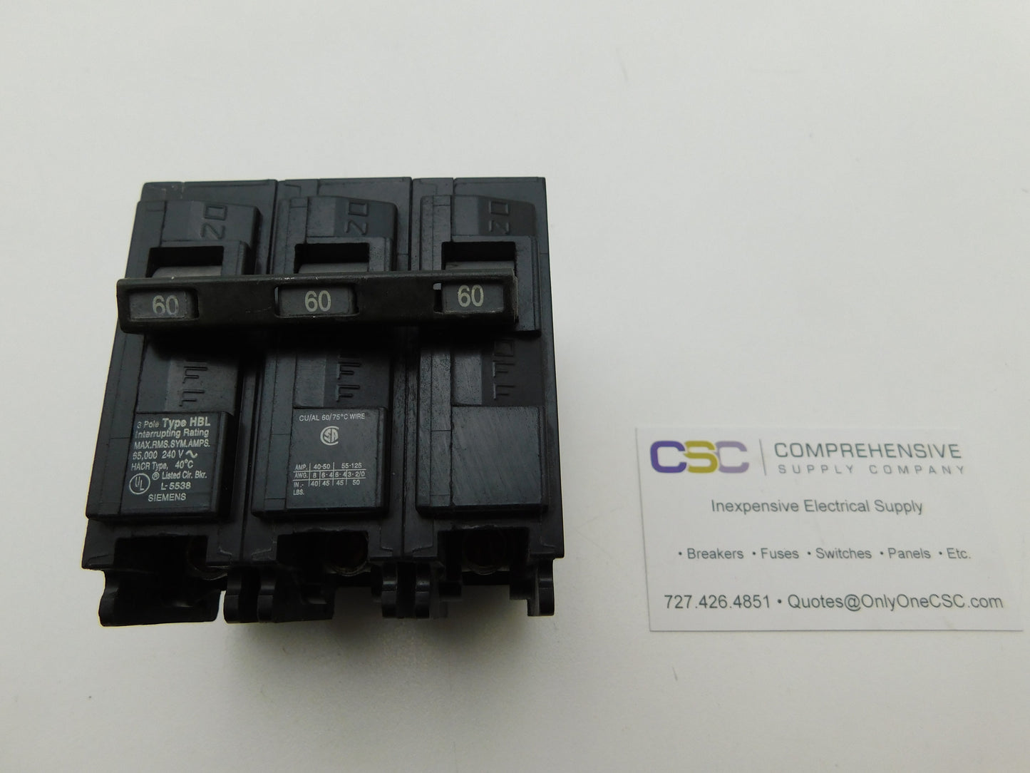 B360HH - Siemens 60A Amp 3P Pole 65kA@240V Bolt On Circuit Breaker