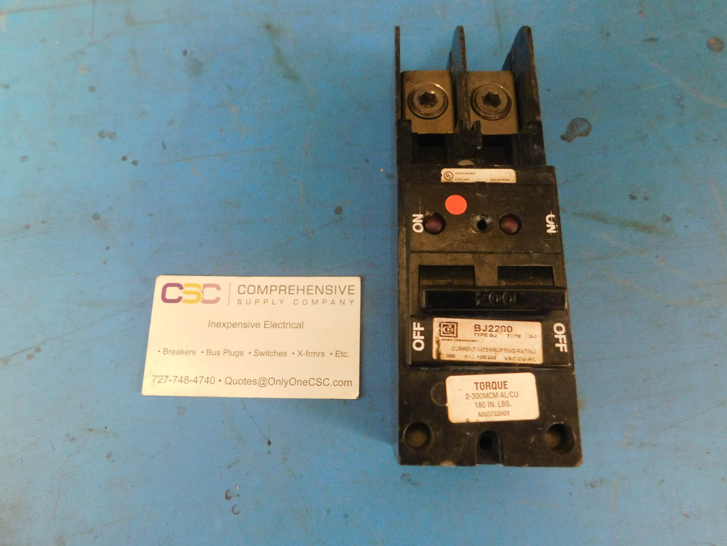 BJ2200 - Cutler Hammer 200A Amp 2P Pole 10kA@120/240V Plug On Main Circuit Breaker