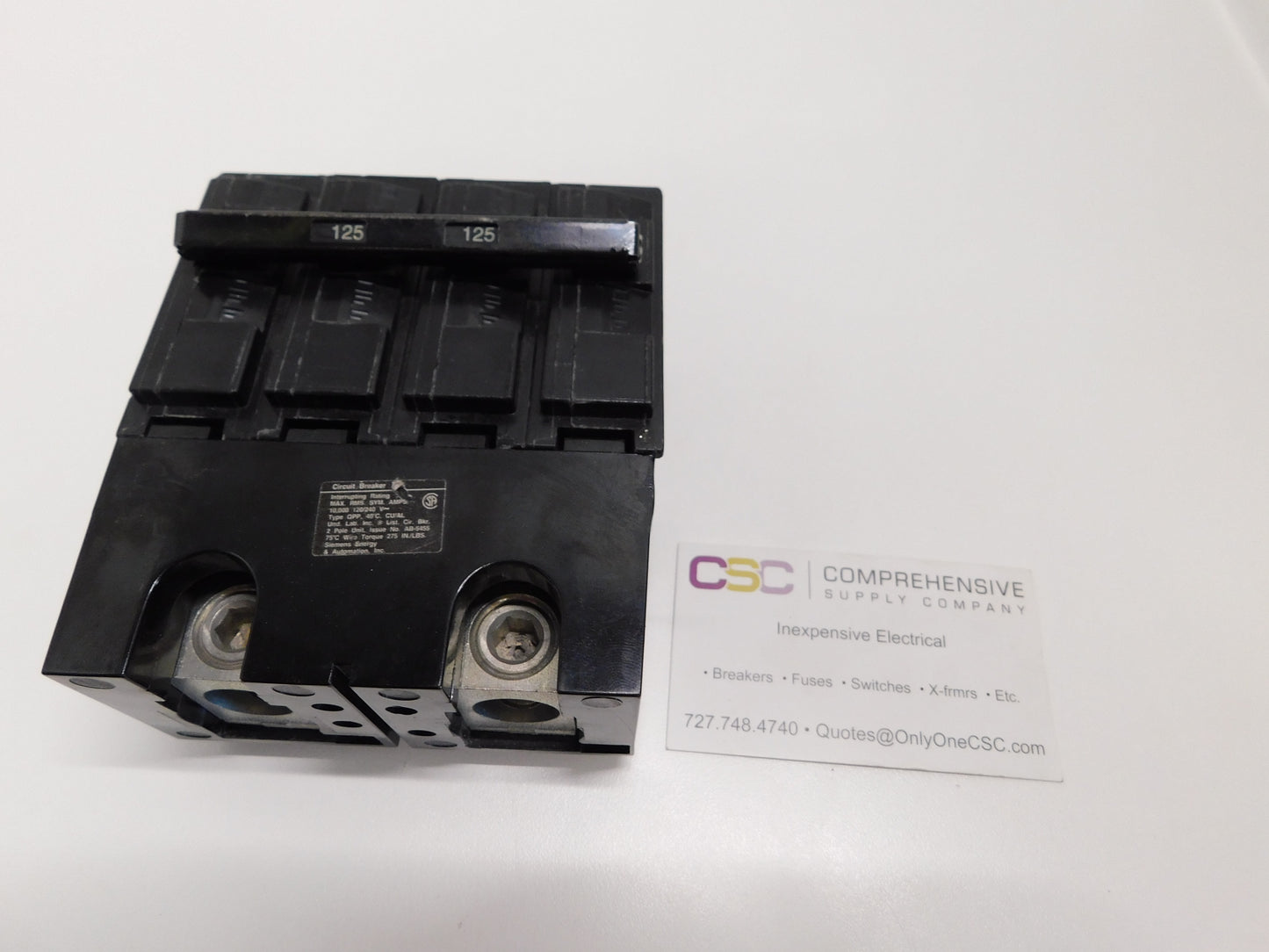 Q2125B - Siemens 125A Amp 2P Pole 10kA@120/240V Plug On Circuit Breaker
