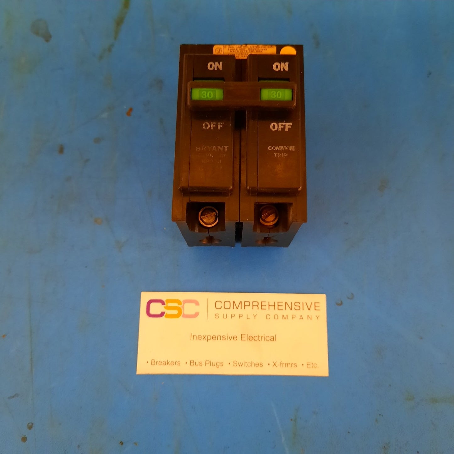 BR230 - Bryant 30A Amp 2P Pole 10kA@120/240V Plug On Circuit Breaker W/Green Handle