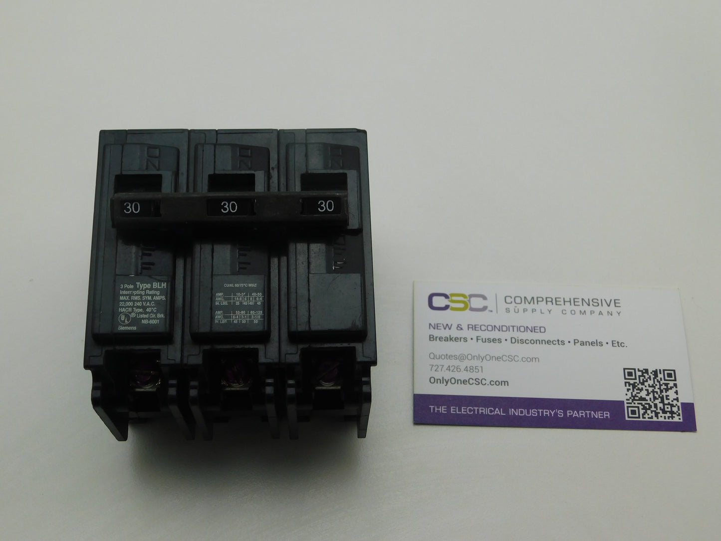 B330H - Siemens 30A Amp 3P Pole 22kA@120/240V Bolt On Circuit Breaker - Older Series