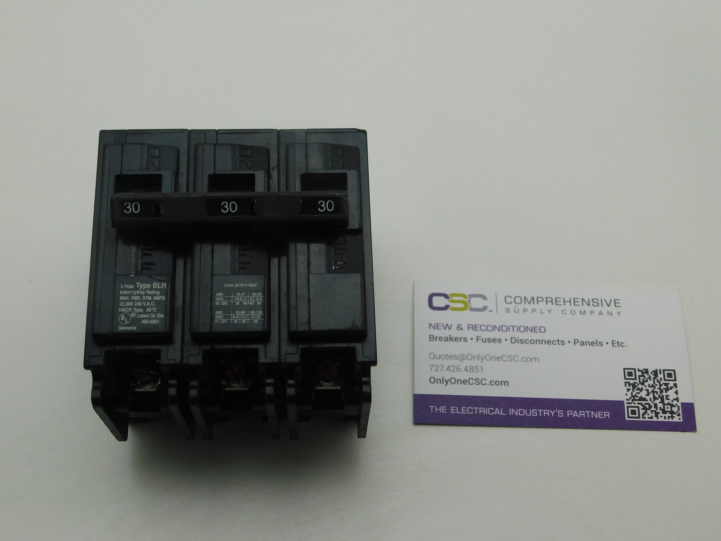 B330H - Siemens 30A Amp 3P Pole 22kA@120/240V Bolt On Circuit Breaker - Older Series