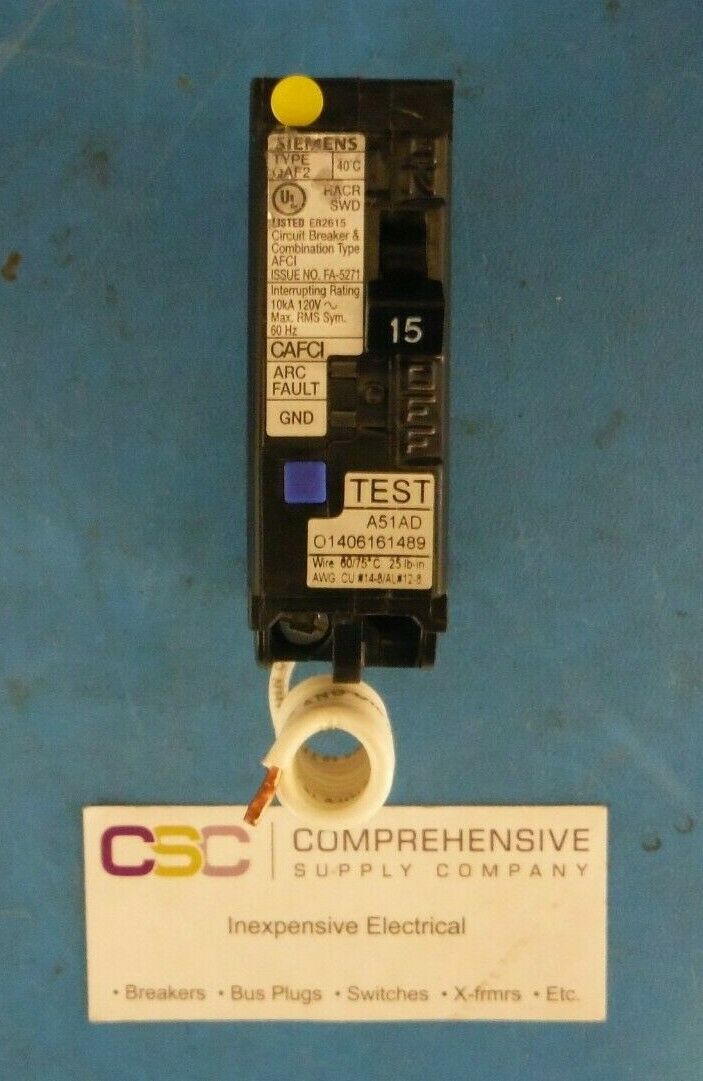 QA115AFC - Siemens 15A Amp 1P Pole 10kA@120V Plug On Combo Arc Fault AFCI Circuit Breaker
