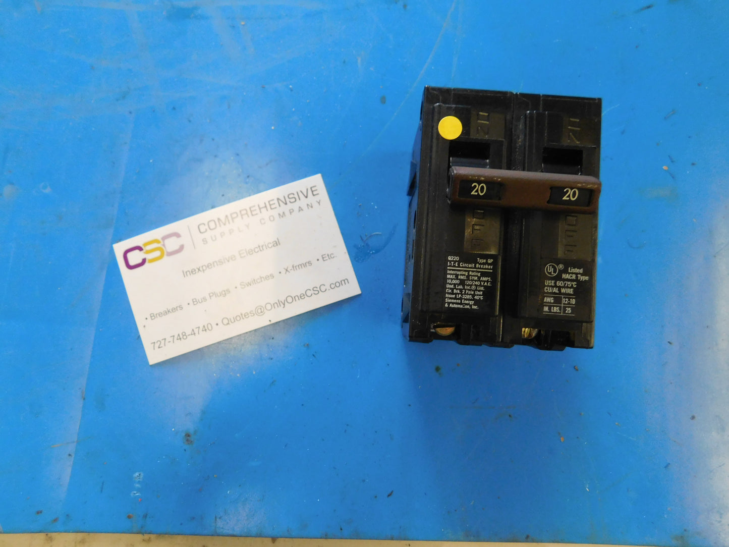 Q220 - Siemens 20A Amp 2P Pole 10kA@120/240V Plug On Circuit Breaker - Older Series