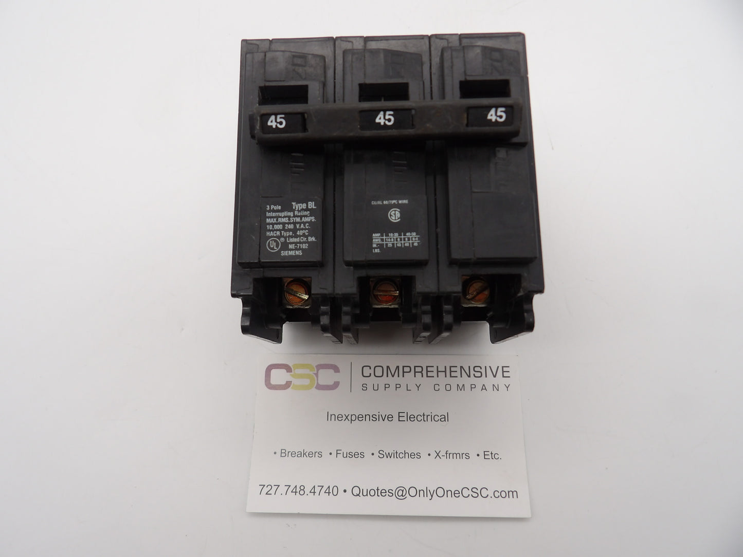 B345 - Siemens 45A Amp 3P Pole 10kA@240V Bolt On Circuit Breaker - Older Series