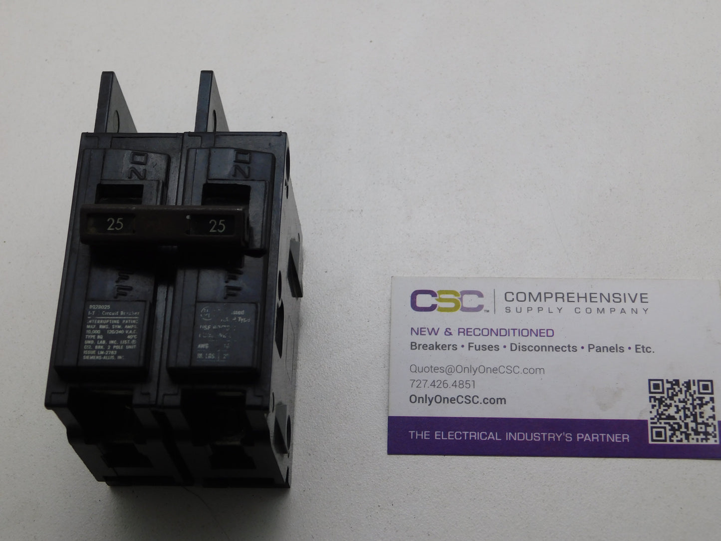 BQ2B025 - Siemens 25A Amp 2P Pole 10kA@120/240V Bolt On Circuit Breaker