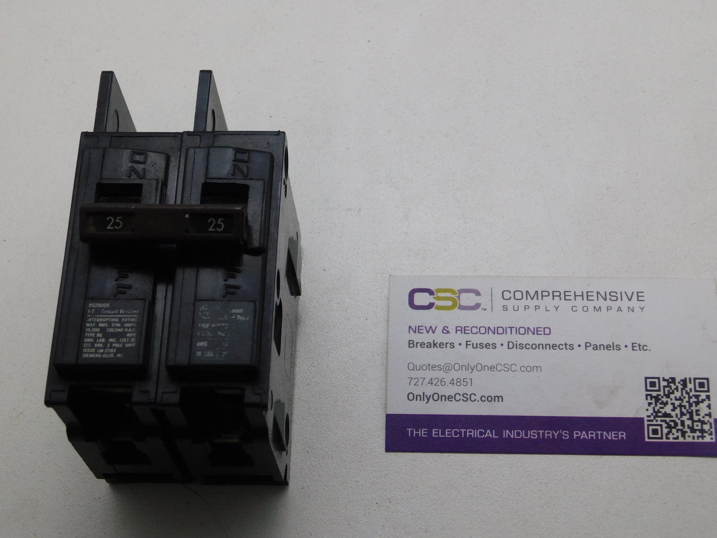 BQ2B025 - Siemens 25A Amp 2P Pole 10kA@120/240V Bolt On Circuit Breaker