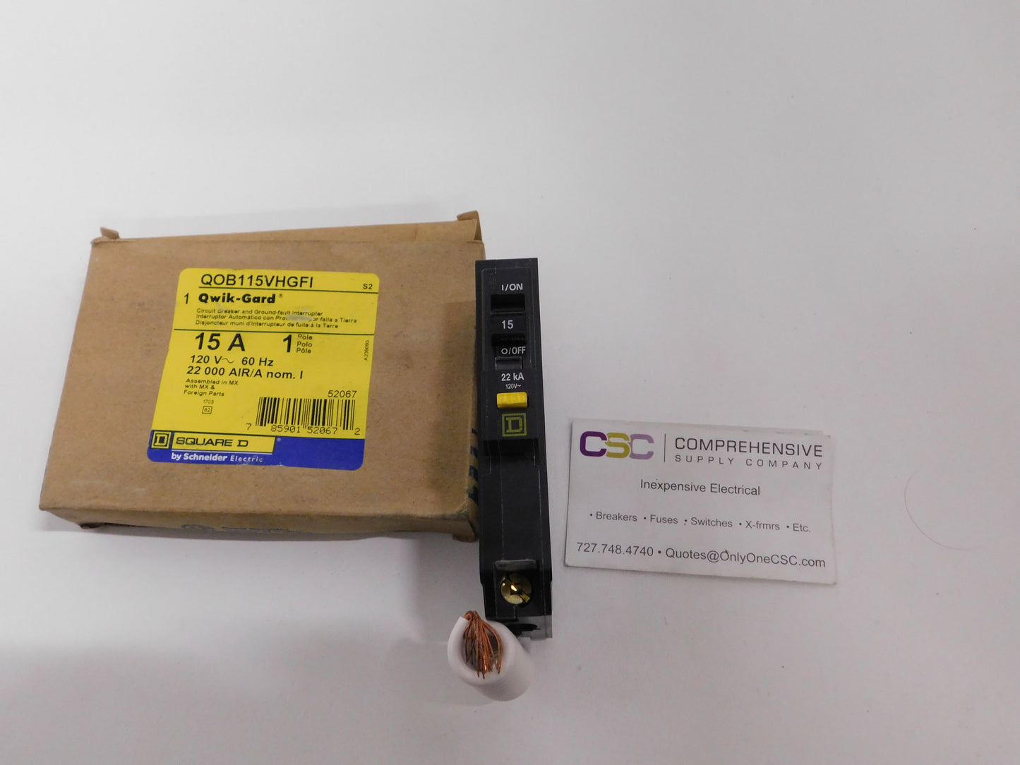 QOB115VHGFI - Square D 15A Amp 1P Pole 22kA@120V Bolt On Ground Fault GFCI Circuit Breaker