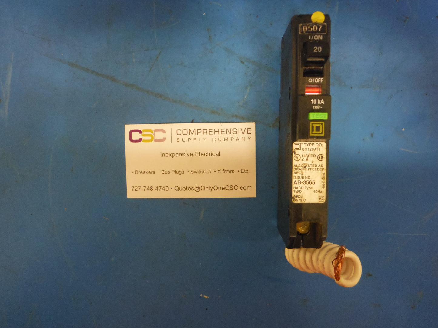 QO120AFI - Square D 20A Amp 1P Pole 10kA@120V Plug On Arc Fault AFCI Circuit Breaker