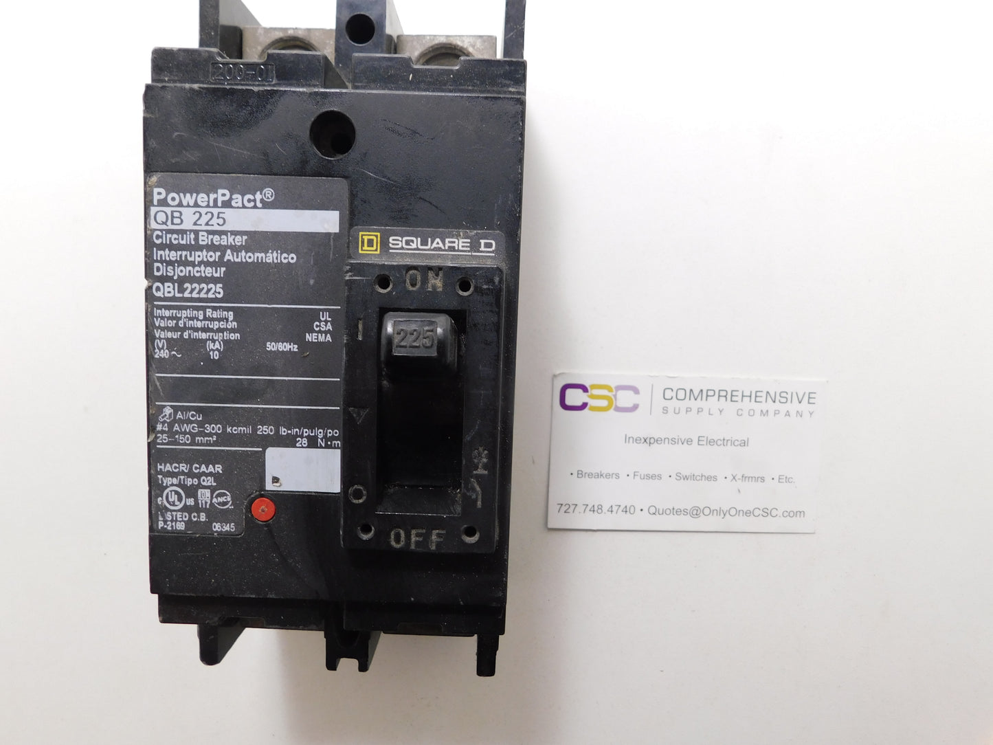 QBL22225 - Square D 225A Amp 2P Pole 10kA@240V Feed Through Circuit Breaker