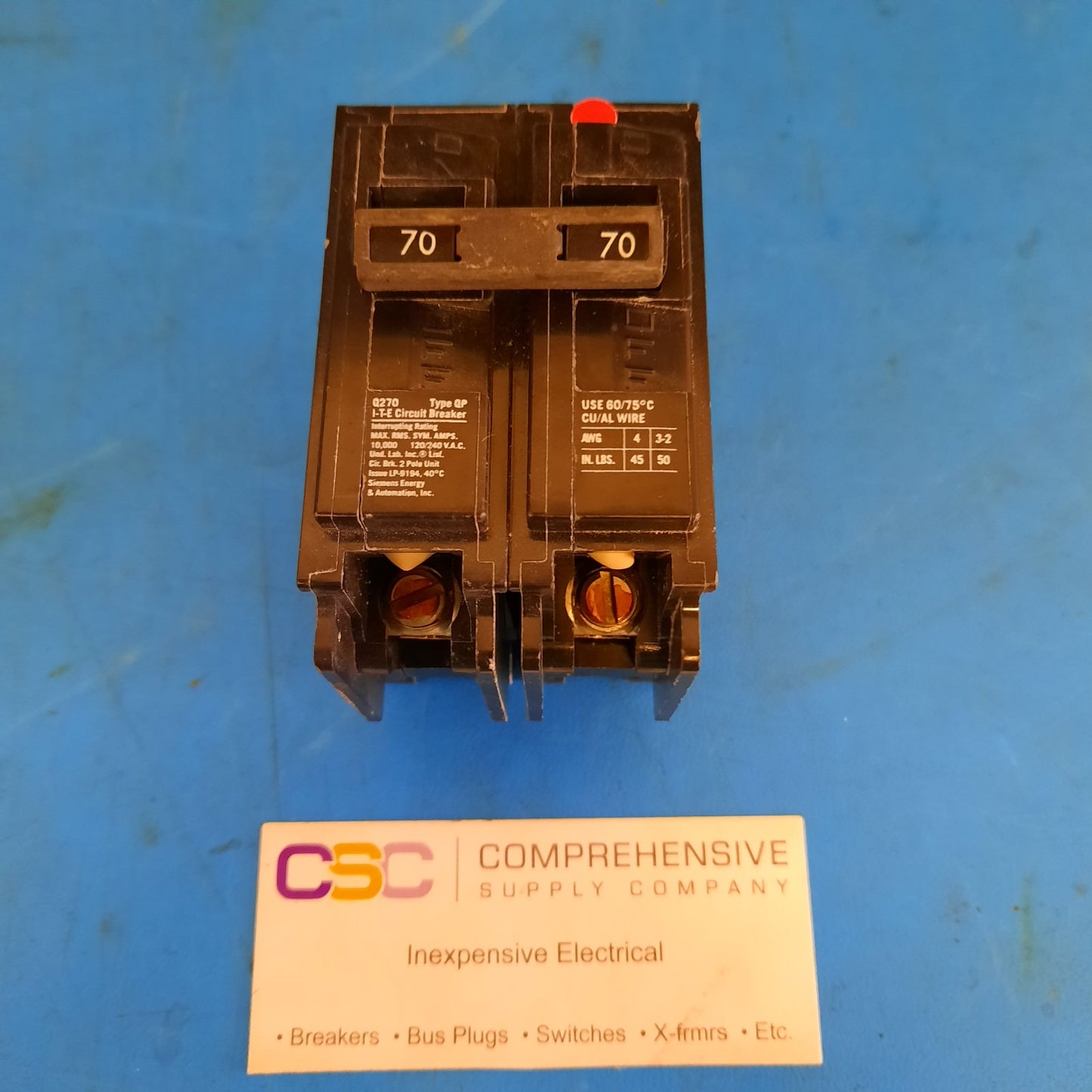Q270 - ITE 70A Amp 2P Pole 10kA@120/240V Plug On Circuit Breaker - Older Series