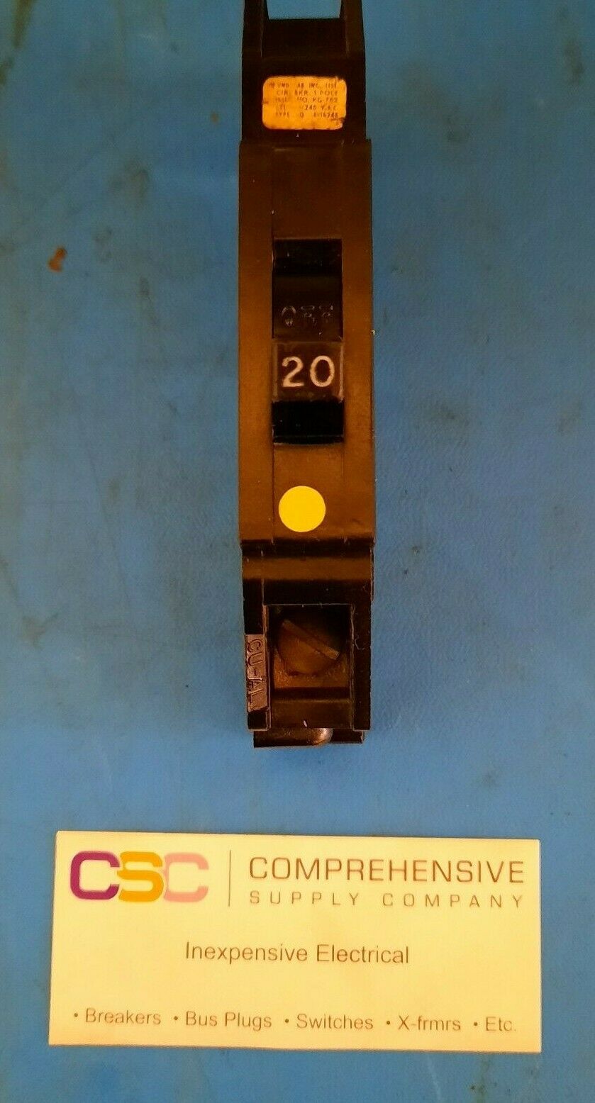 Q20 - Zinsco 20A Amp 1P Pole 10kA@120/240V Plug On Circuit Breaker