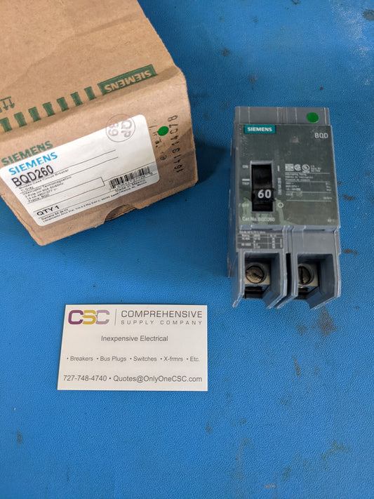 BQD260 - Siemens 60A Amp 2P Pole 14kA@480Y/277V Bolt On Gray Circuit Breaker