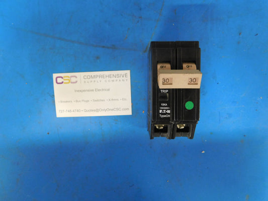 CHF230 - Eaton 30A Amp 2P Pole 10kA@120/240V Plug On Circuit Breaker