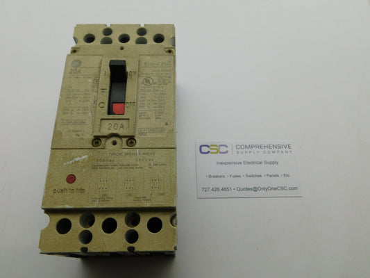 FCN36TE020R2-RE - GE 20A Amp 3P Pole 600V 65kA@480V Feed Through Record Plus Circuit Breaker