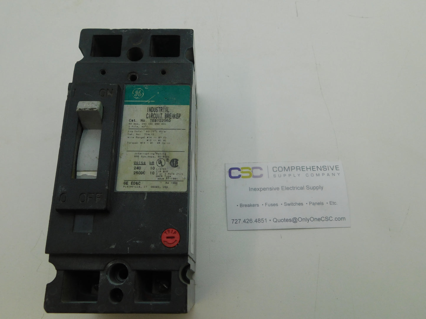 TEB122060 - GE 60A Amp 2P Pole 10kA@240V Bolt On Circuit Breaker