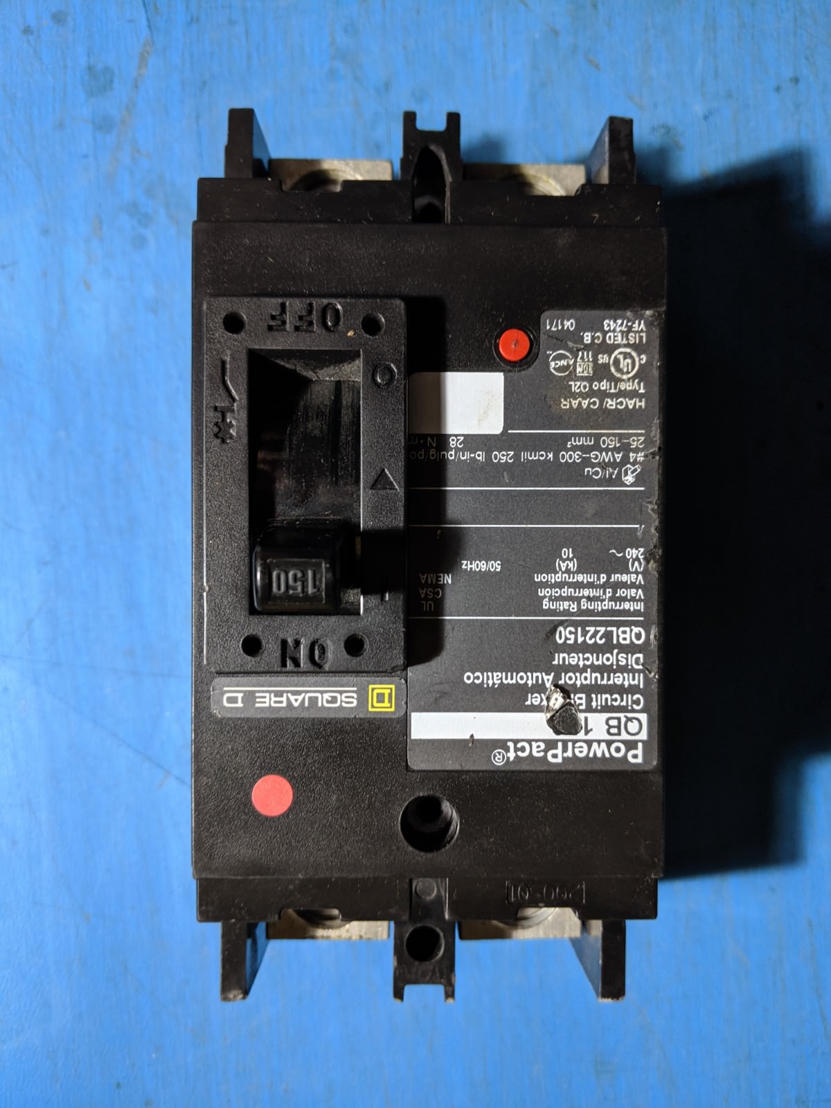 QBL22150 - Square D 150A Amp 2P Pole 10kA@240V Feed Through Powerpact Circuit Breaker