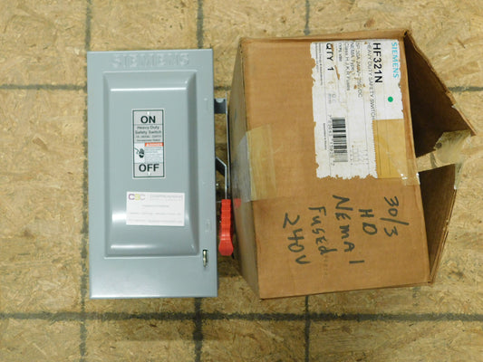 HF321N - Siemens 30A Amp 3P Pole 240V Nema 1 Fusible Safety Switch W/Neutral