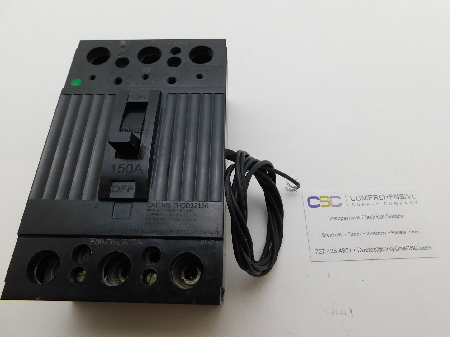 THQD32150ST1 - GE 150A Amp 3P Pole 22kA@240V Bolt On Circuit Breaker W/120V Shunt Trip