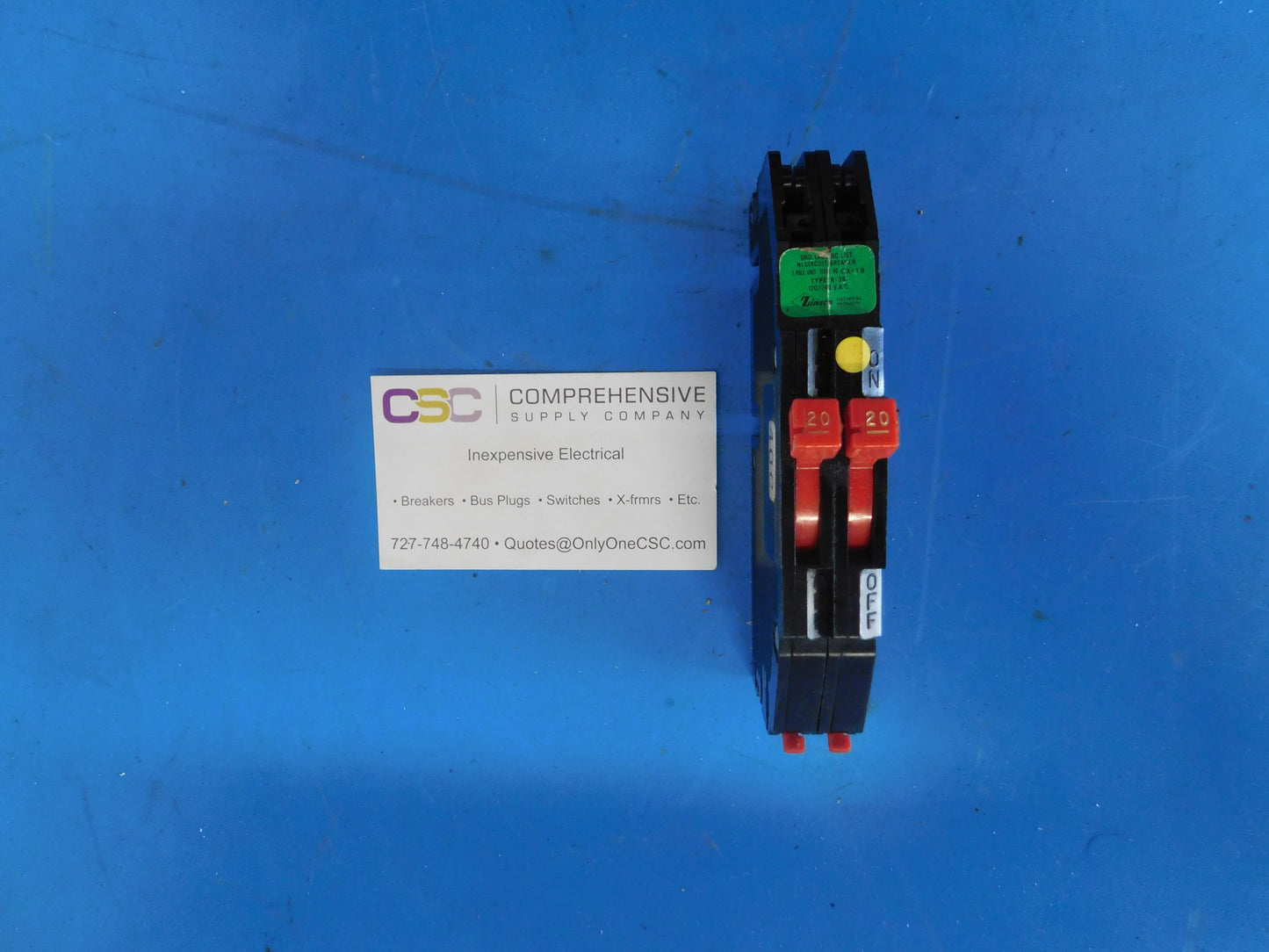 RC38-20 - Zinsco 20/20A Amp 2X1P Pole 10kA@120/240V Plug On Duplex Circuit Breaker W/Tab Termination