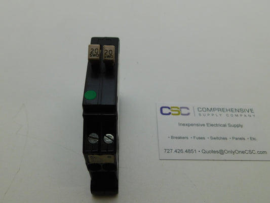 CHT2020 - Cutler Hammer 20/20A Amp 2X1P Pole 10kA@120/240V Plug On Duplex Circuit Breaker