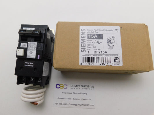 BF215A - Siemens 15A Amp 2P Pole 10kA@120/240V Bolt On Ground Fault GFCI Circuit Breaker