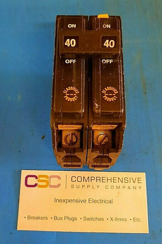 CHQ240 - Cutler Hammer 40A Amp 2P Pole 10kA@120/240V Plug On Circuit Breaker