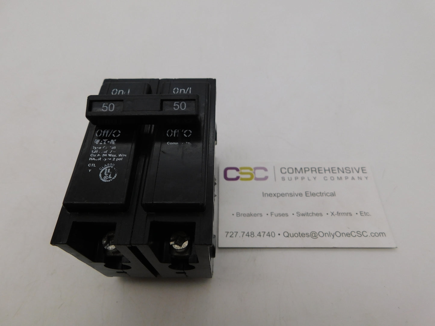 CL250 - Eaton 50A Amp 2P Pole 10kA@120/240V Plug On Circuit Breaker