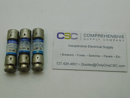 FLNR20 - Littelfuse 20A Amp 250V Class Rk5 Time Delay Cartridge Fuse - 3 Pack