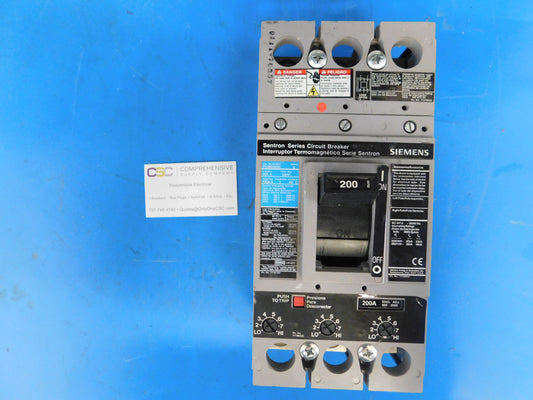 FXD63B200 - Siemens 200A Amp 3P Pole 600V 35kA@480V Bolt On Black Circuit Breaker W/200A Trip