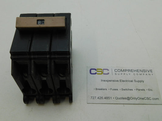 CH380 - Cutler Hammer 80A Amp 3P Pole 10kA@240V Plug On Circuit Breaker