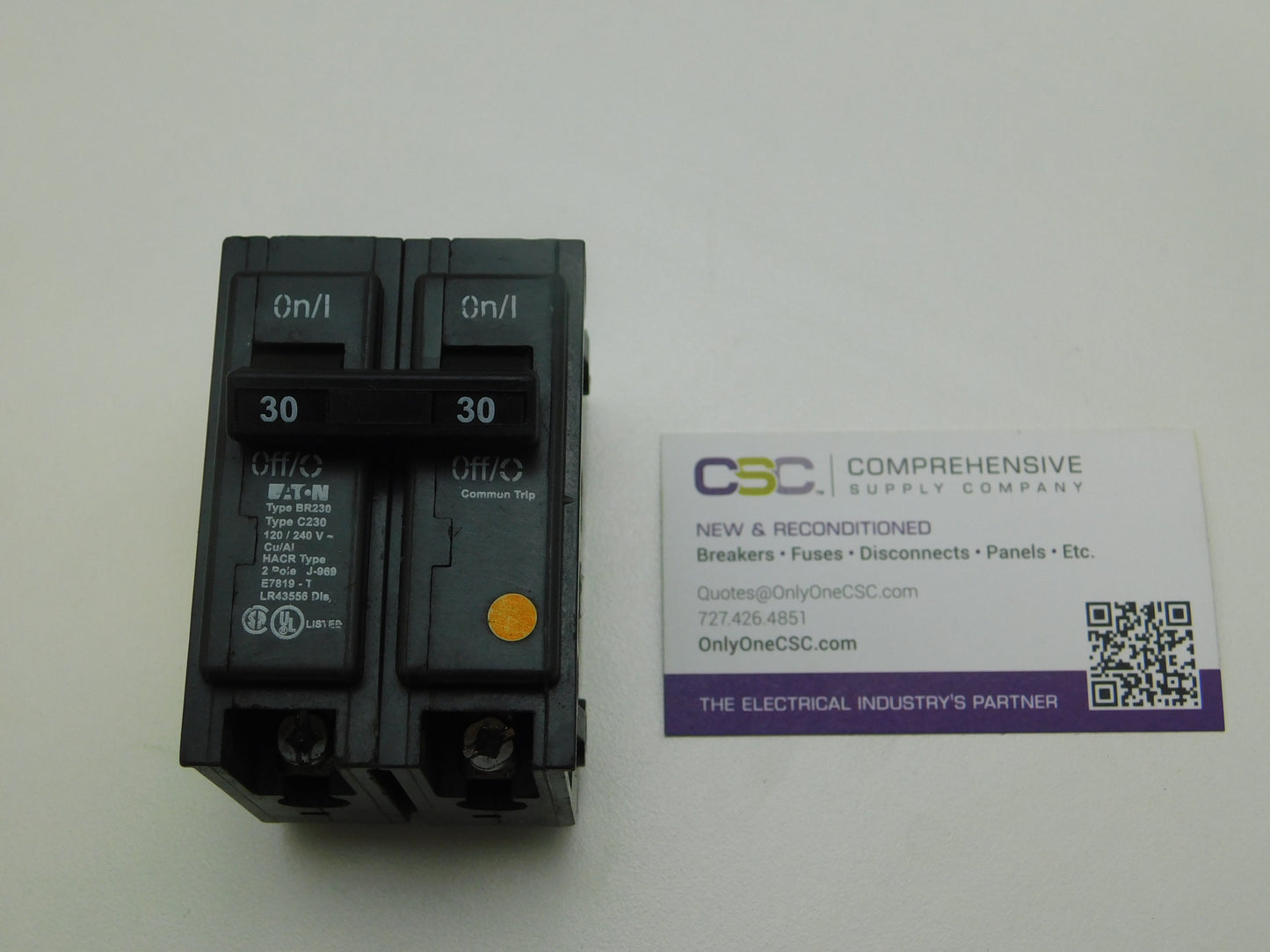 BR230 - Cutler Hammer 30A Amp 2P Pole 10kA@120/240V Plug On Circuit Breaker