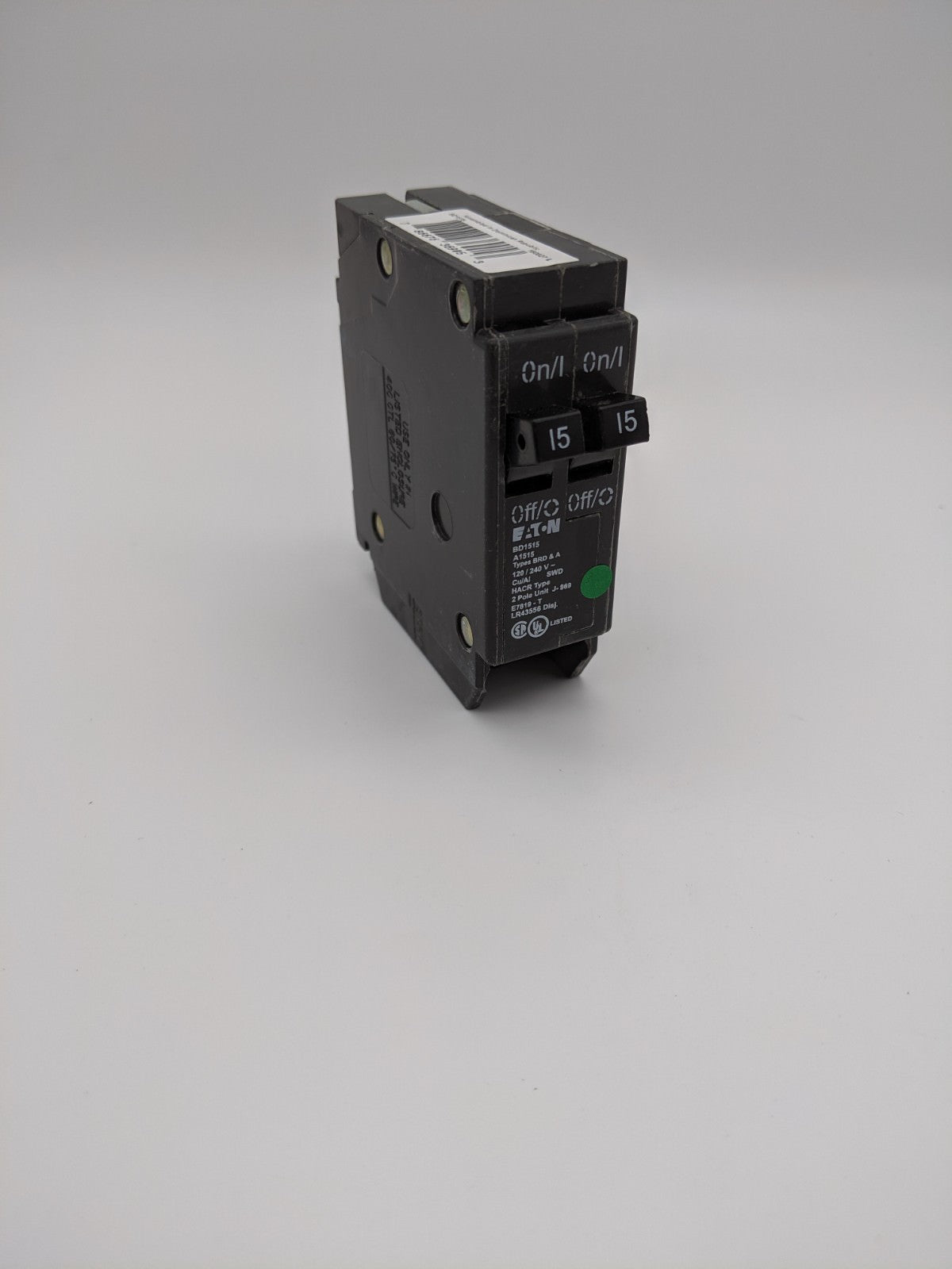 BD1515 - Eaton 15/15A Amp 2X1P Pole 10kA@120/240V Plug On Duplex Circuit Breaker