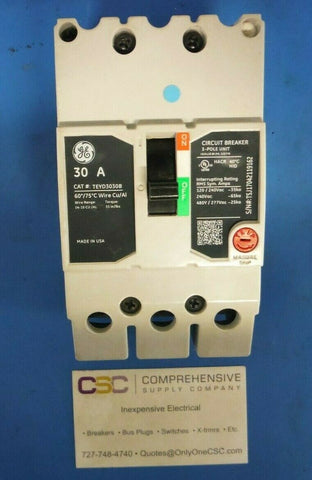 TEYD3030B - GE 30A Amp 3P Pole 25kA@480Y/277V Bolt On Circuit Breaker