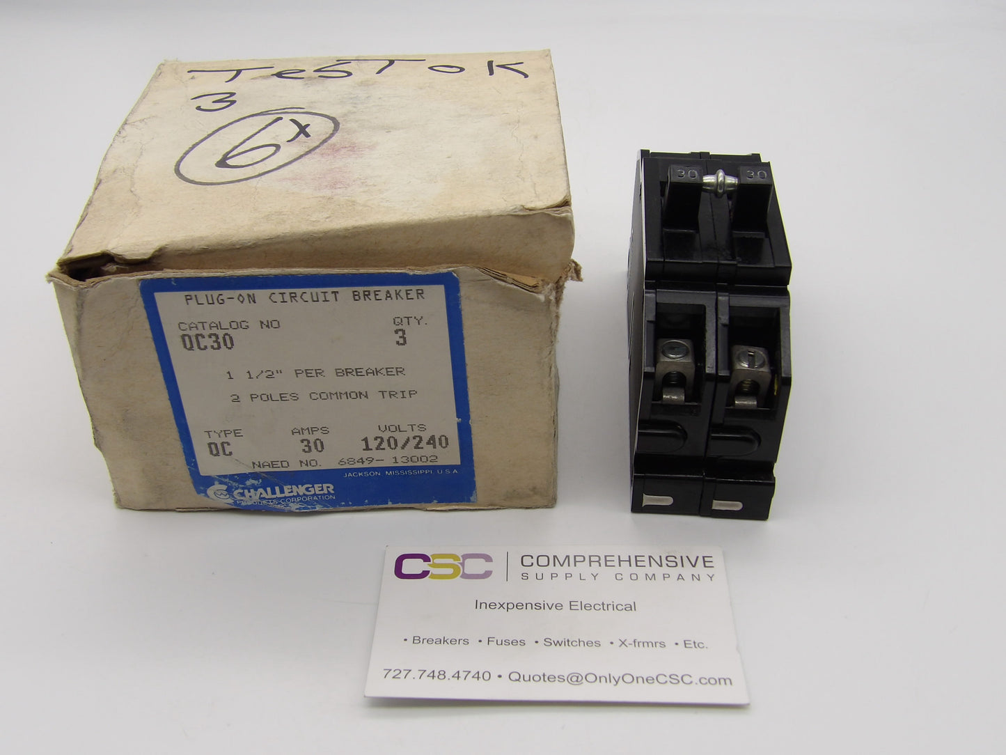 QC230 - Zinsco 30A Amp 2P Pole 10kA@120/240V Plug On Circuit Breaker