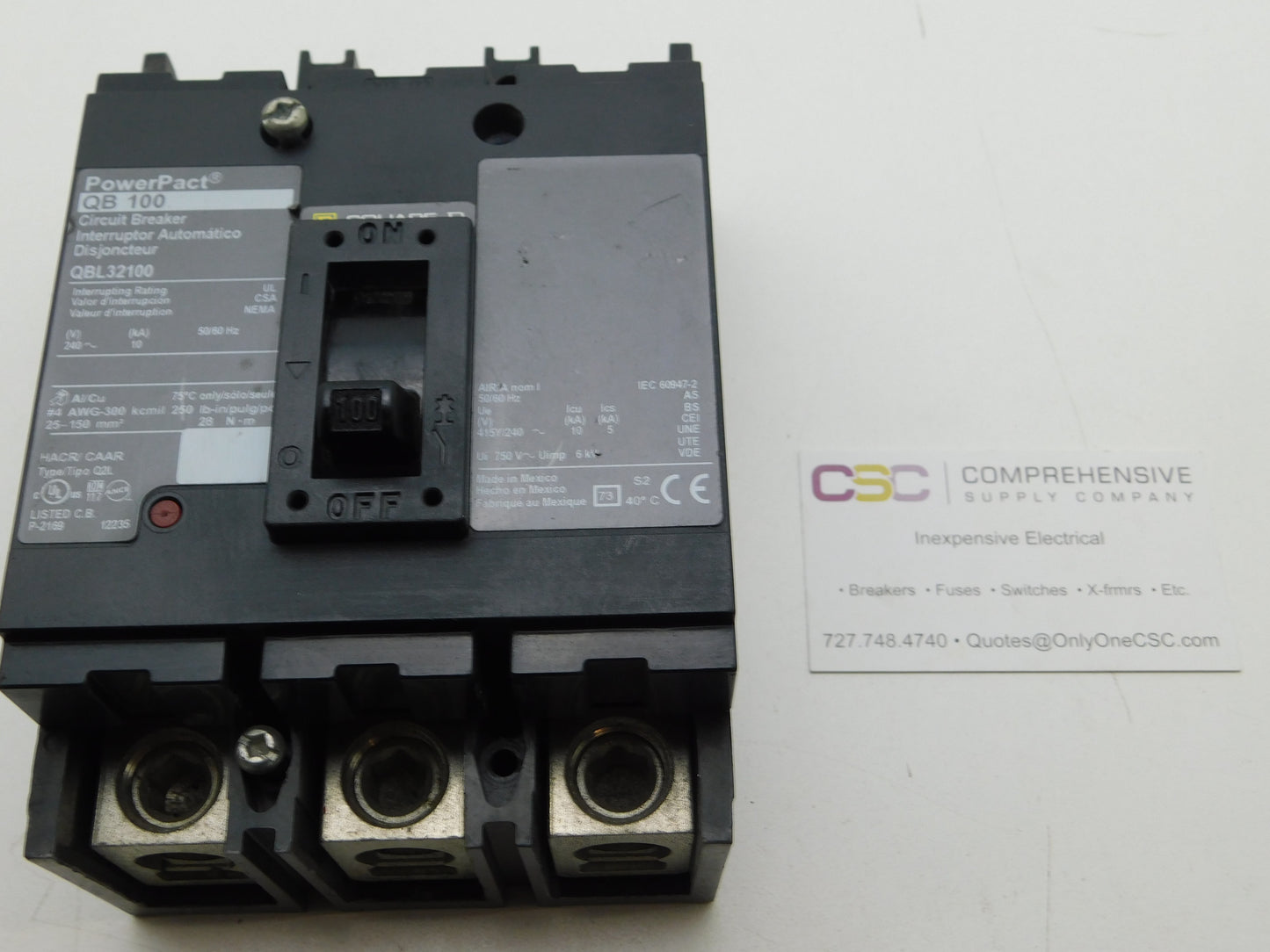QBL32100 - Square D 100A Amp 3P Pole 10kA@240V Feed Through Powerpact Circuit Breaker