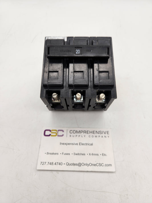 QBHW3020H - Eaton 20A Amp 3P Pole 22kA@240V Bolt On Quicklag Circuit Breaker