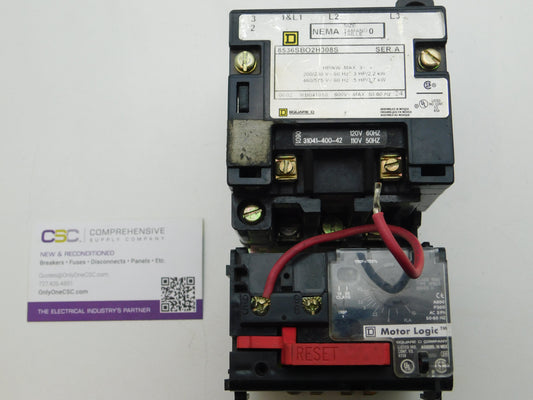 8536SBO2H308S - Square D 18A Amp 3P Pole 600V 120V@60Hz/110V@50Hz Nema Size 0 Open Type Motor Starter