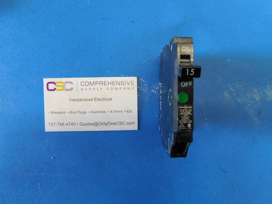 THQP115 - GE 15A Amp 1P Pole 10kA@120V/240V Plug On Thin Circuit Breaker - Older Series