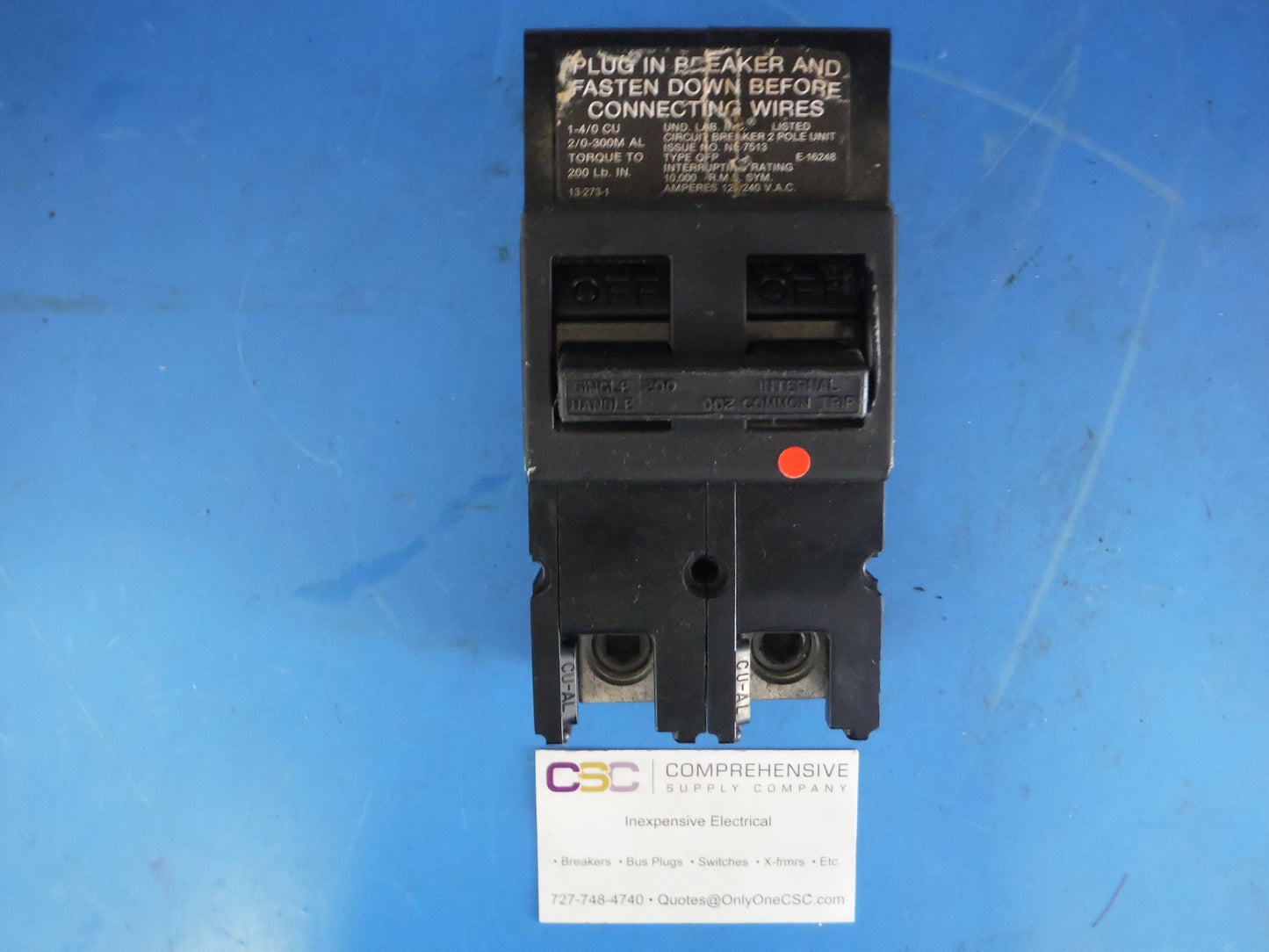 QFP2200 - Zinsco 200A Amp 2P Pole 10kA@120/240V Plug On Circuit Breaker