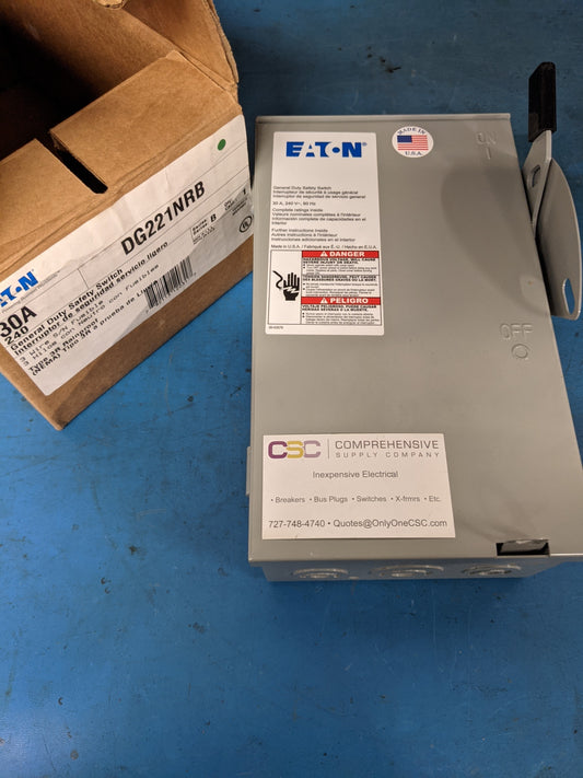 DG221NRB - Eaton 30A Amp 2P Pole 240V Nema 3R Fusible Safety Switch