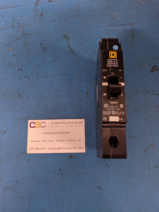 EGB14040 - Square D 40A Amp 1P Pole 34kA@277V Bolt On Egb Circuit Breaker