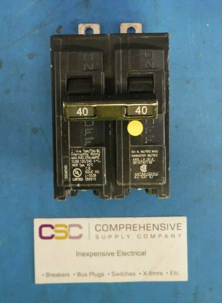 B240 - Siemens 40A Amp 2P Pole 10kA@120/240V Bolt On Circuit Breaker