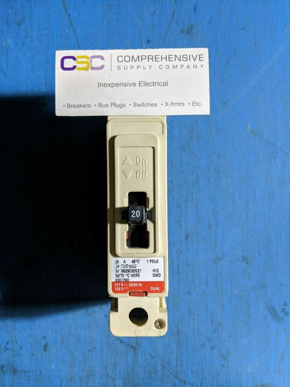 EHD1020 - Cutler Hammer 20A Amp 1P Pole 14kA@277V Feed Through Circuit Breaker W/Red Label