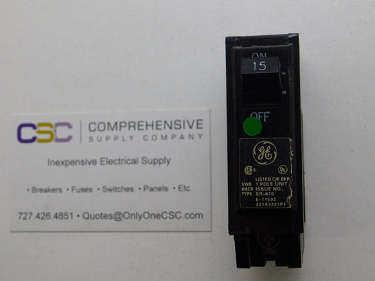 THQL1115 - GE 15A Amp 1P Pole 10kA@120/240V Plug On Circuit Breaker - Older Series