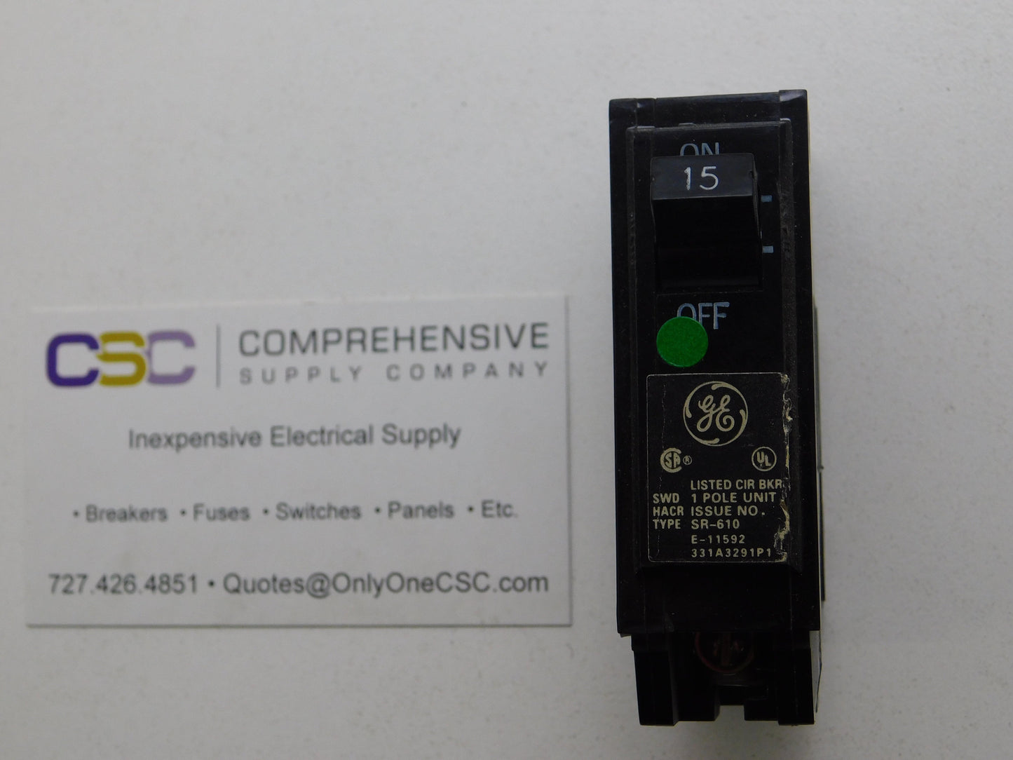 THQL1115 - GE 15A Amp 1P Pole 10kA@120/240V Plug On Circuit Breaker - Older Series