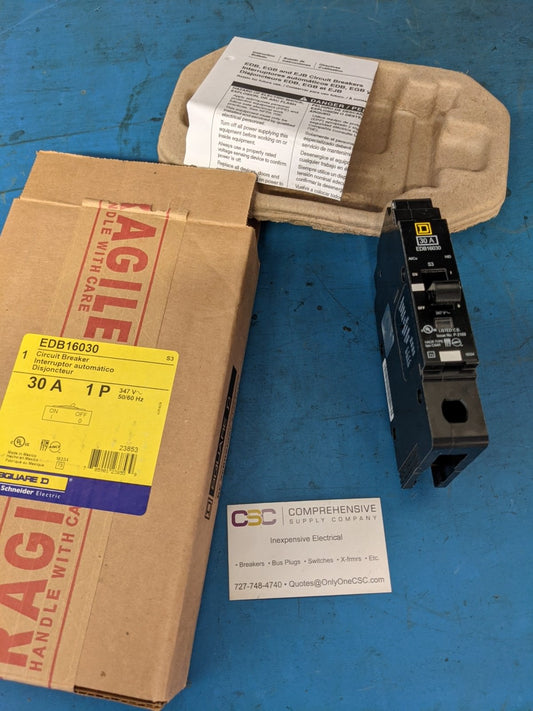 EDB16030 - Square D 30A Amp 1P Pole 14kA@600Y/347V Bolt On Edb Circuit Breaker