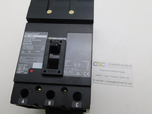 QDA32125 - Square D 125A Amp 3P Pole 25kA@240V I-Line Plug On Powerpact Circuit Breaker