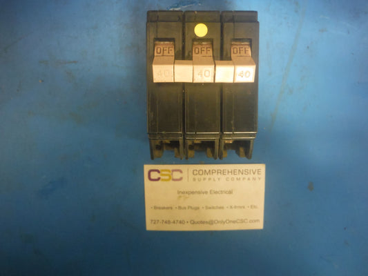 CH340 - Eaton 40A Amp 3P Pole 10kA@240V Metal Foot Plug On Ch Circuit Breaker